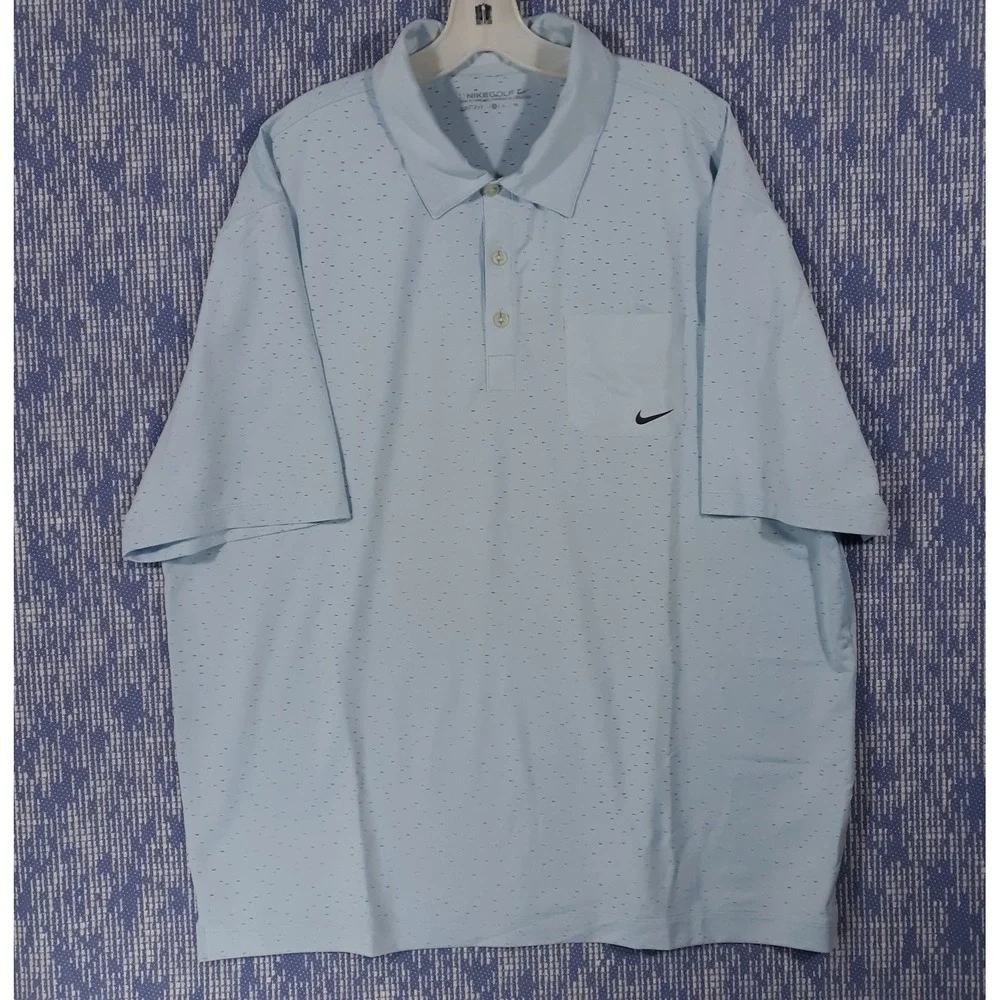 Nike Golf Polo Shirt Mens XL Performance Blue Dri-Fit Perforated
